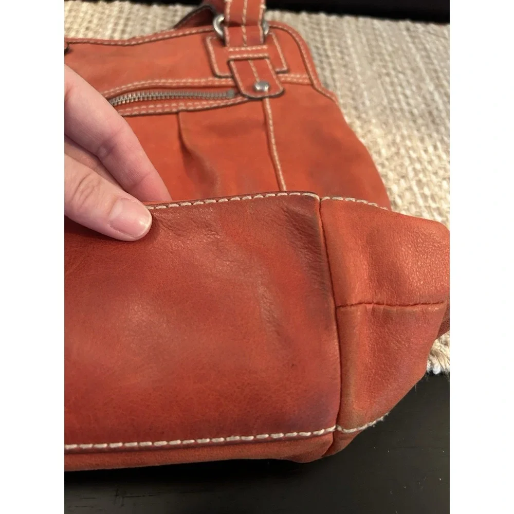 Vintage Fossil Burnt Orange Soft Leather Hobo Shoulder Bag Slouchy Purse 90's